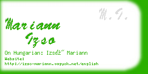 mariann izso business card